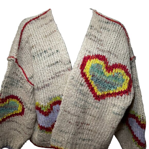 Daily Practice Anthropologie Love Me Heart Chunky Knit Cardigan Oversize XL - Picture 5 of 9